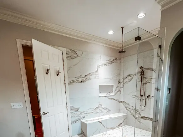 Marble wet room with bench